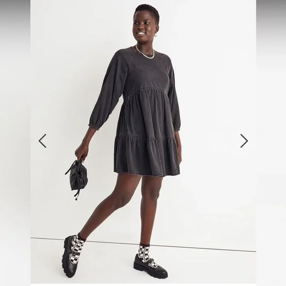 Madewell Denim Raglan-Sleeve Mini Dress in Lunar Wash - Picture 3 of 16